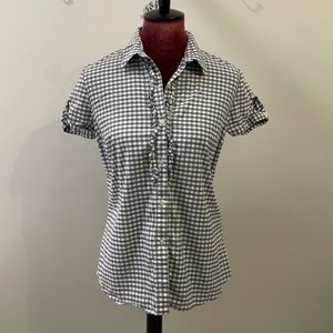 Lacoste Blue and White Ruffle Shirt SZ 40